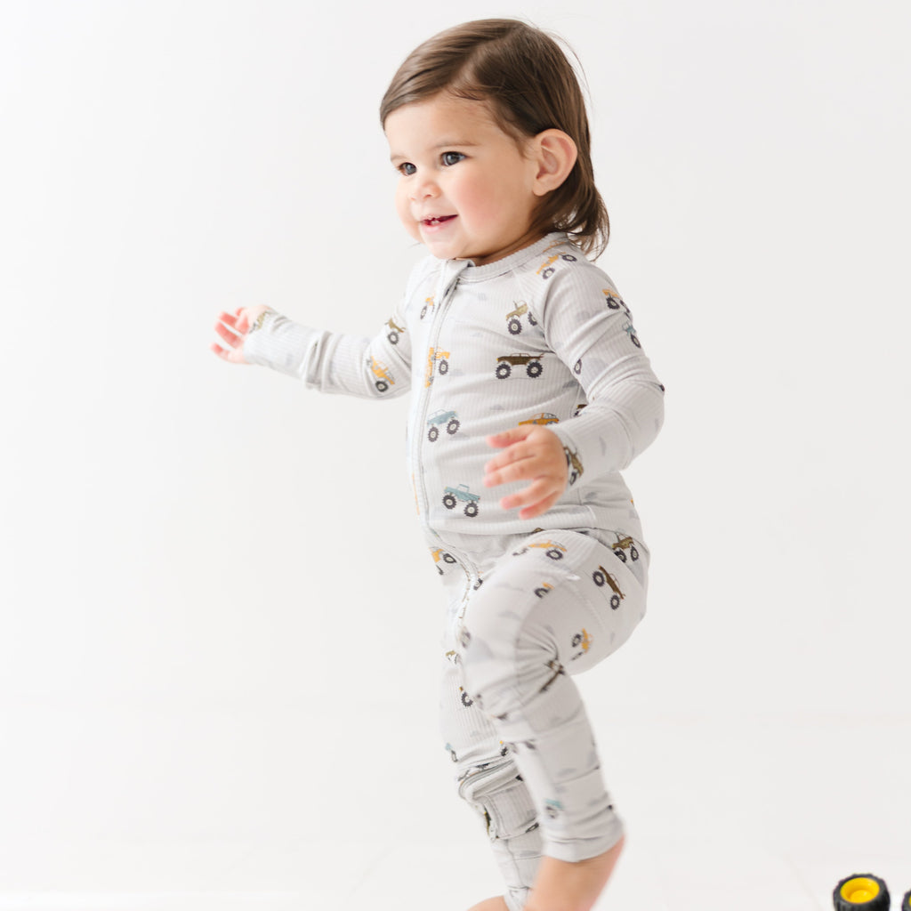 Monster Trucks Small Ribbed Zip Romper