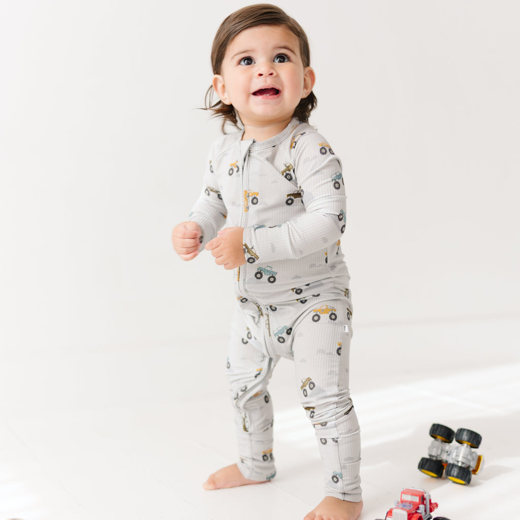 Monster Trucks Small Ribbed Zip Romper