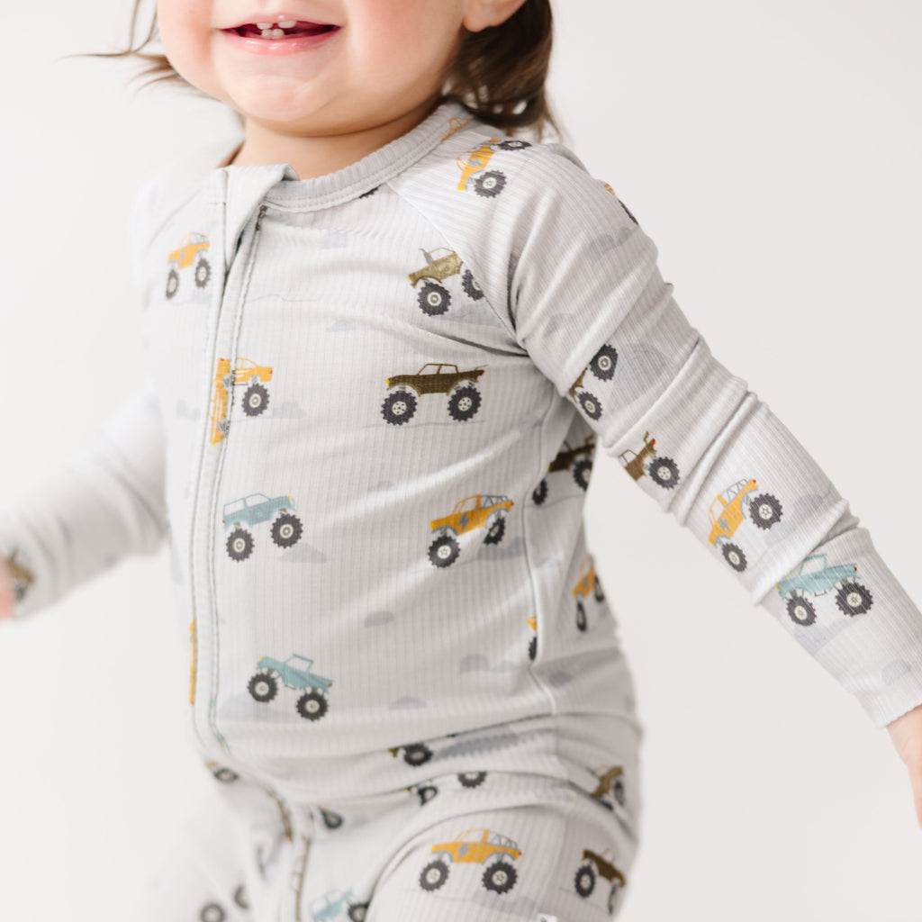 Monster Trucks Small Ribbed Zip Romper