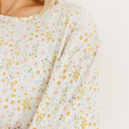 Whimsical Floral Small Ribbed Women's Short Sleeve & Pants Matching Set