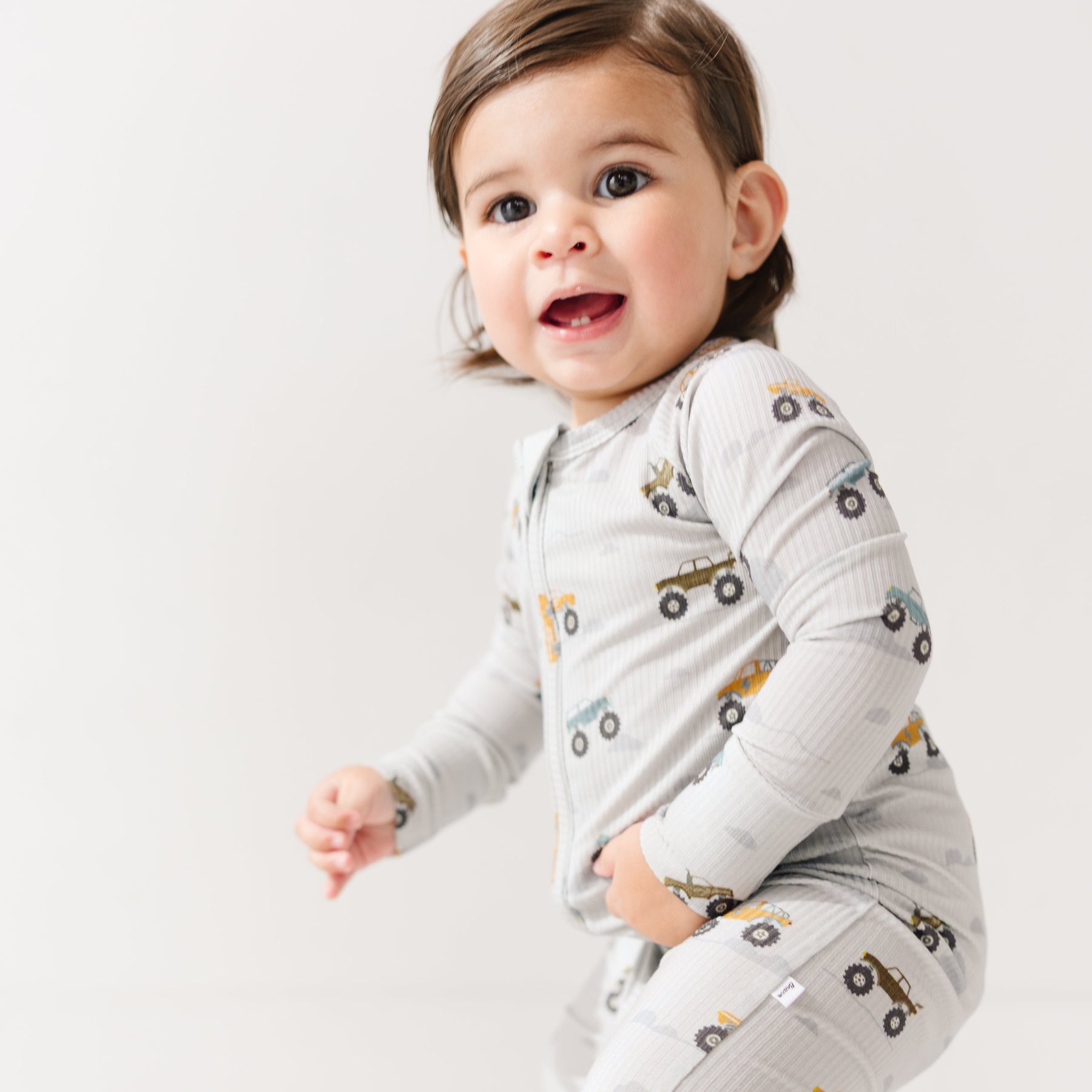 Monster Trucks Small Ribbed Zip Romper