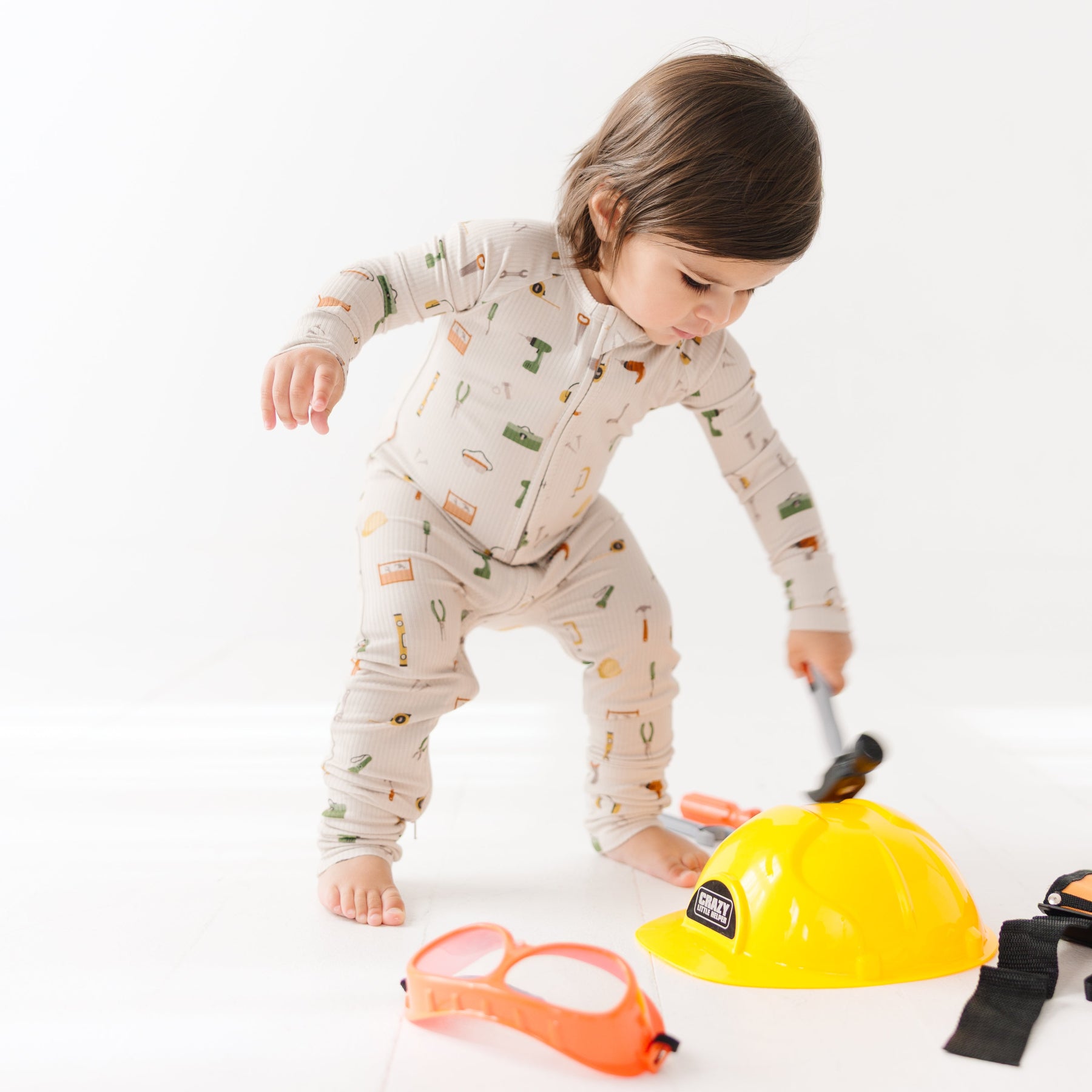 Tool Time Small Ribbed Zip Romper