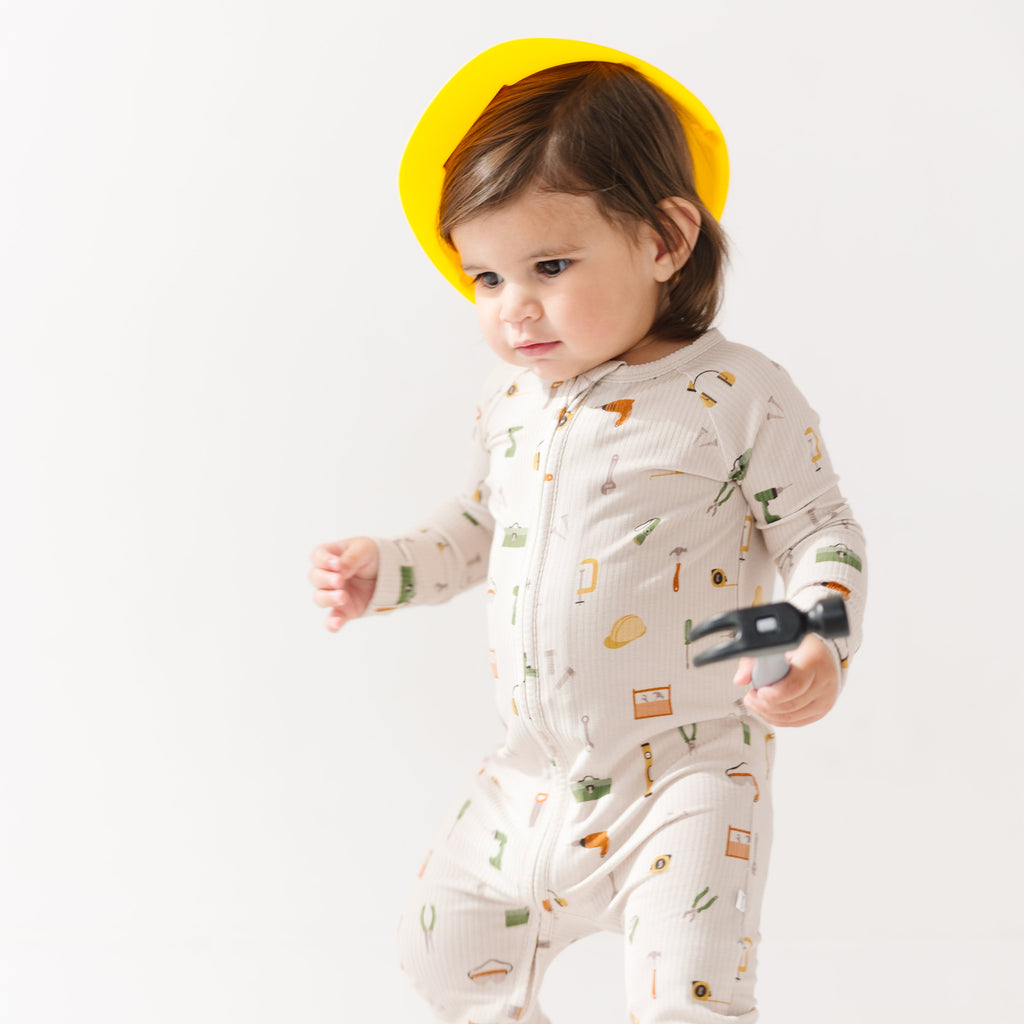 Tool Time Small Ribbed Zip Romper