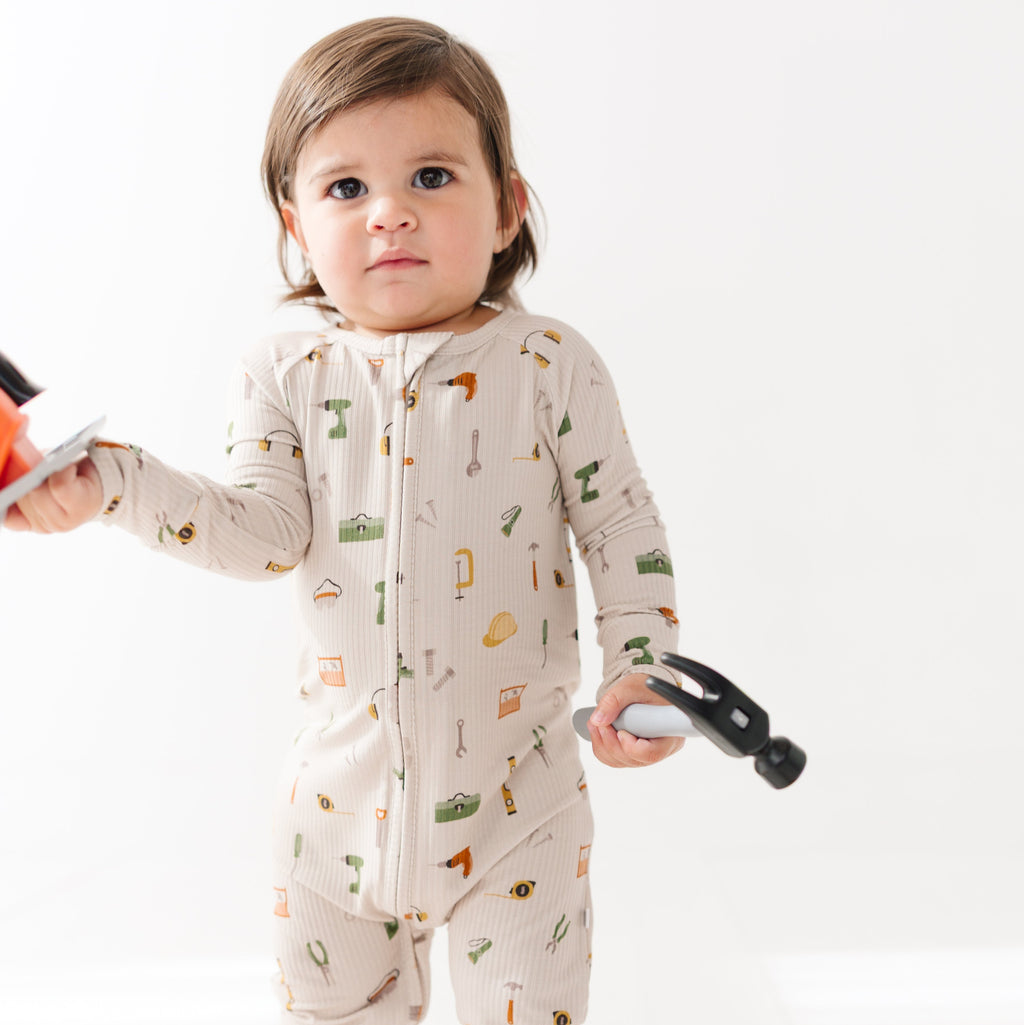 Tool Time Small Ribbed Zip Romper