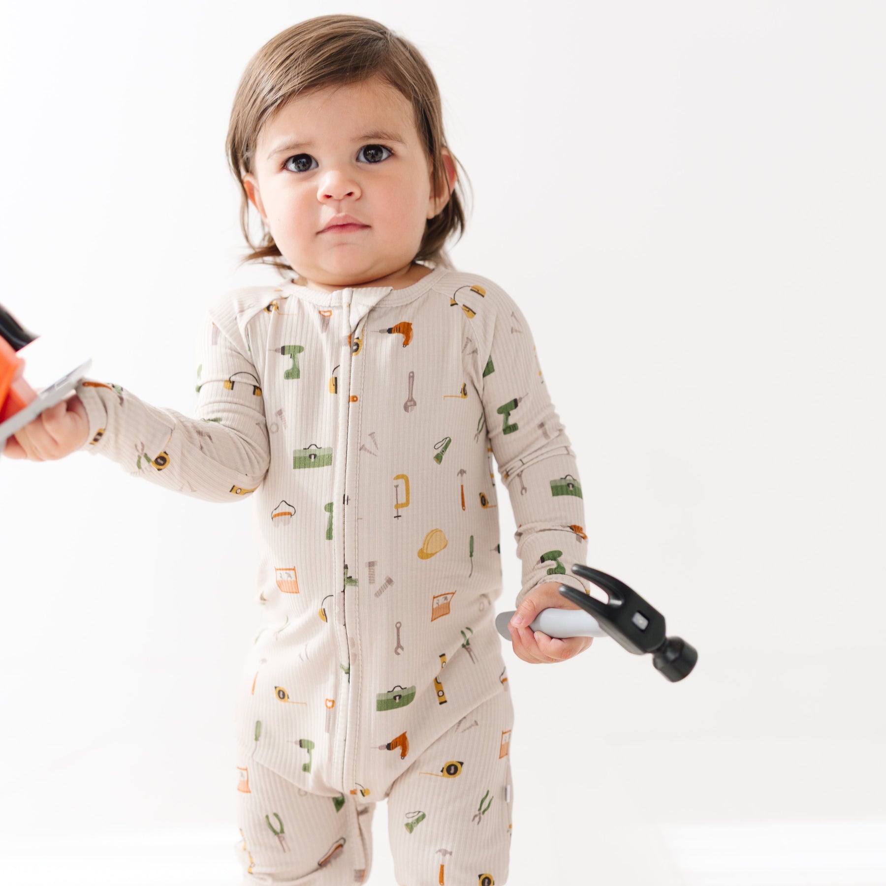 Tool Time Small Ribbed Zip Romper