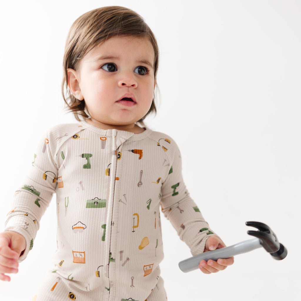 Tool Time Small Ribbed Zip Romper