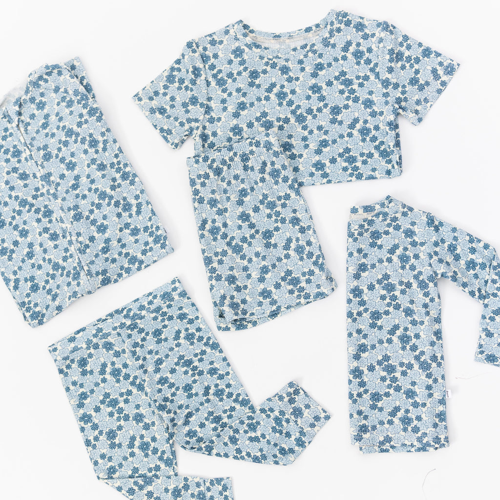 Bluebell Blossoms Small Ribbed Shorts Two-Piece Set