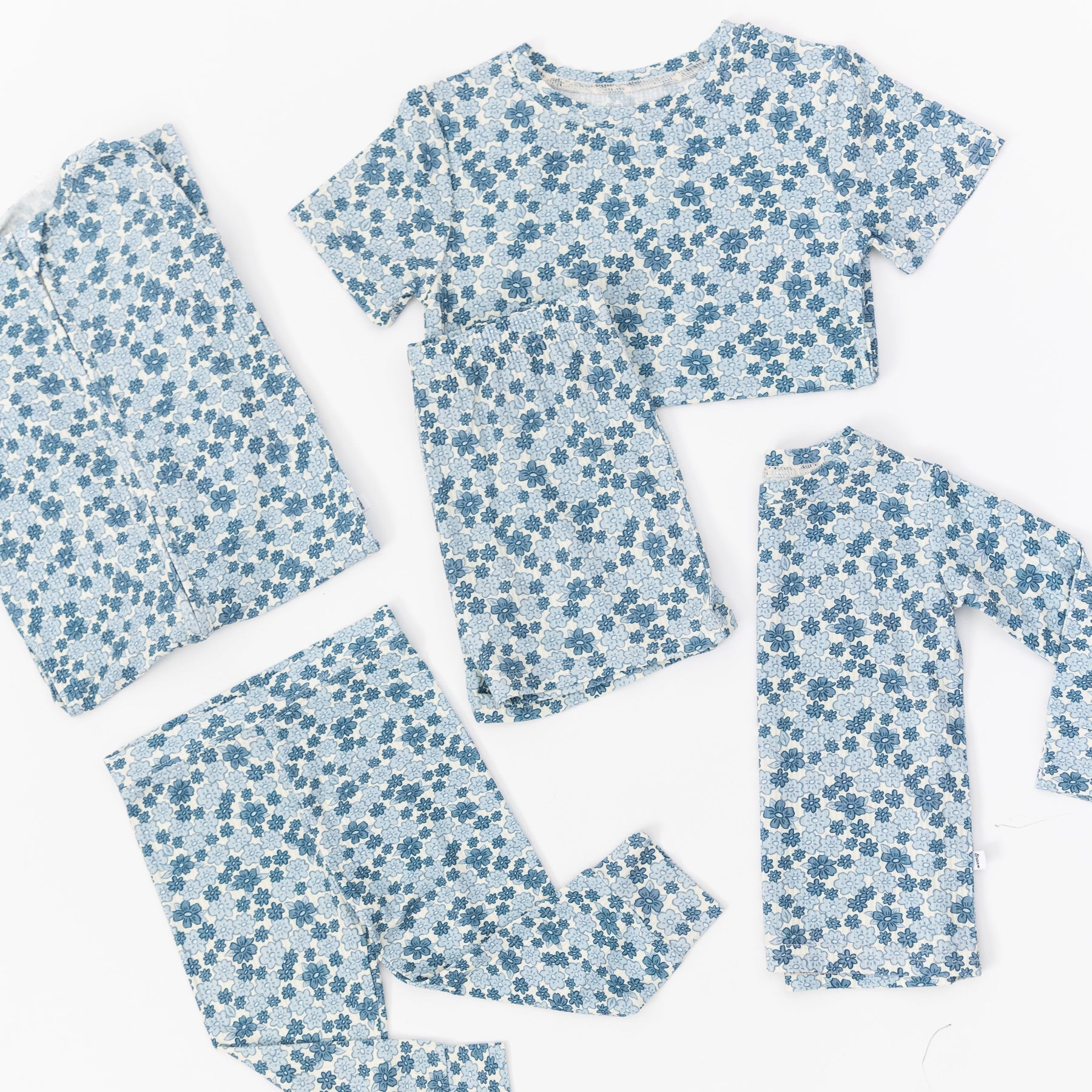 Bluebell Blossoms Small Ribbed Shorts Two-Piece Set