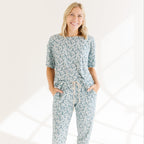 Bluebell Blossoms Small Ribbed Women's Short Sleeve & Pants Matching Set