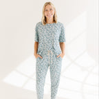 Bluebell Blossoms Small Ribbed Women's Short Sleeve & Pants Matching Set