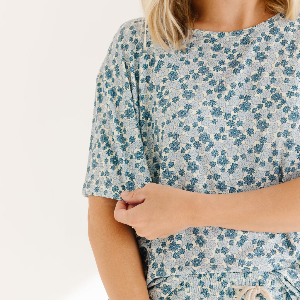 Bluebell Blossoms Small Ribbed Women's Shorts Set