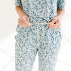 Bluebell Blossoms Small Ribbed Women's Short Sleeve & Pants Matching Set