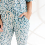 Bluebell Blossoms Small Ribbed Women's Short Sleeve & Pants Matching Set