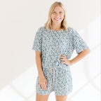 Bluebell Blossoms Small Ribbed Women's Shorts Set