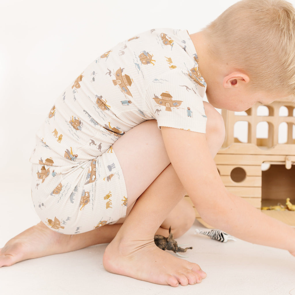 Noah's Ark Small Ribbed Shorts Two-Piece Set