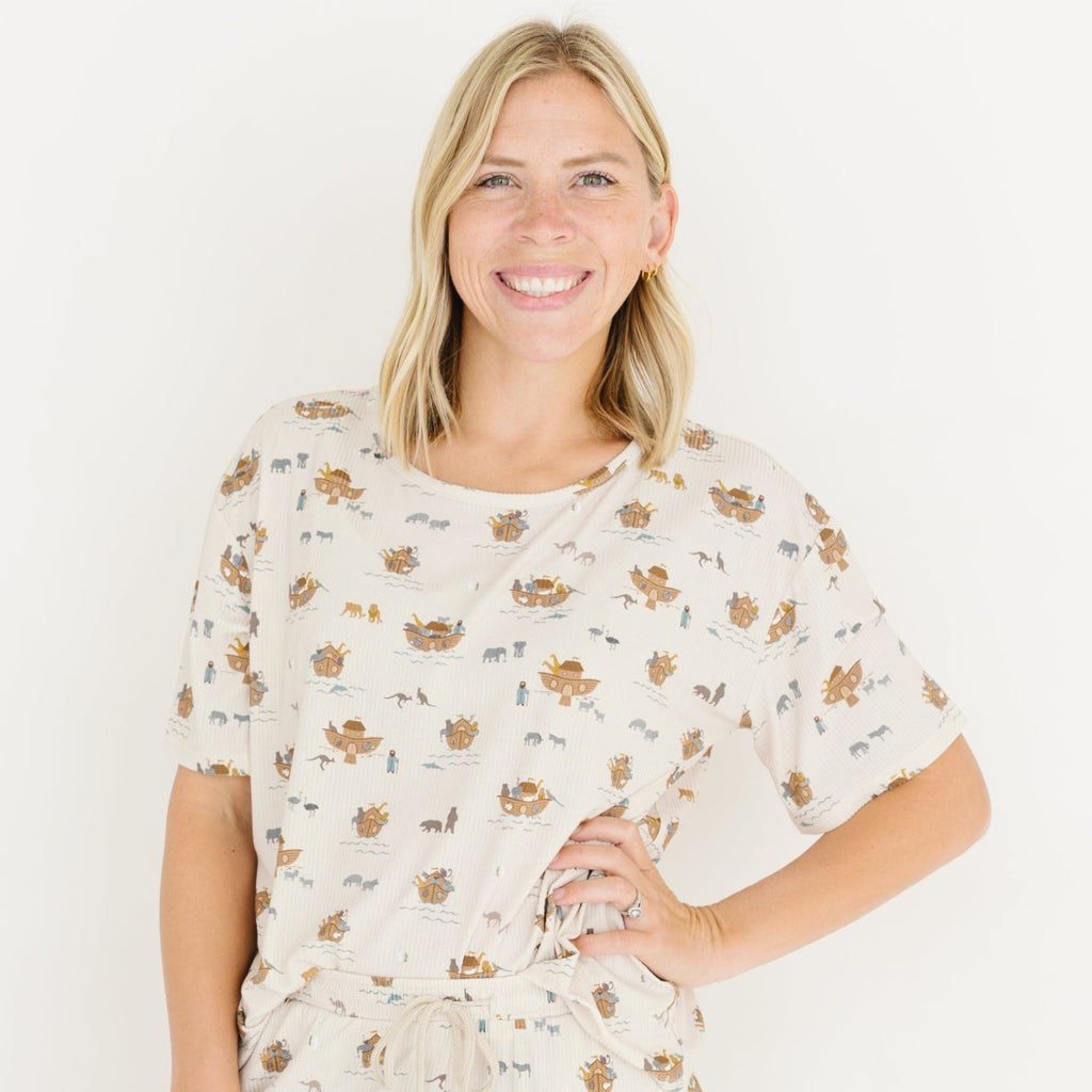 Noah's Ark Small Ribbed Women's Short Sleeve Top