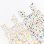 Whimsical Floral Small Ribbed Flutter Sleeve Dress