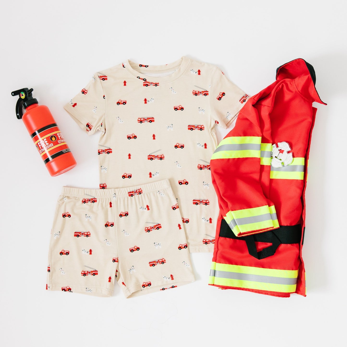 Firetrucks Shorts Two-Piece Set