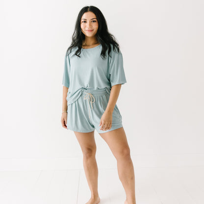 Ocean Blue Small Ribbed Women's Top