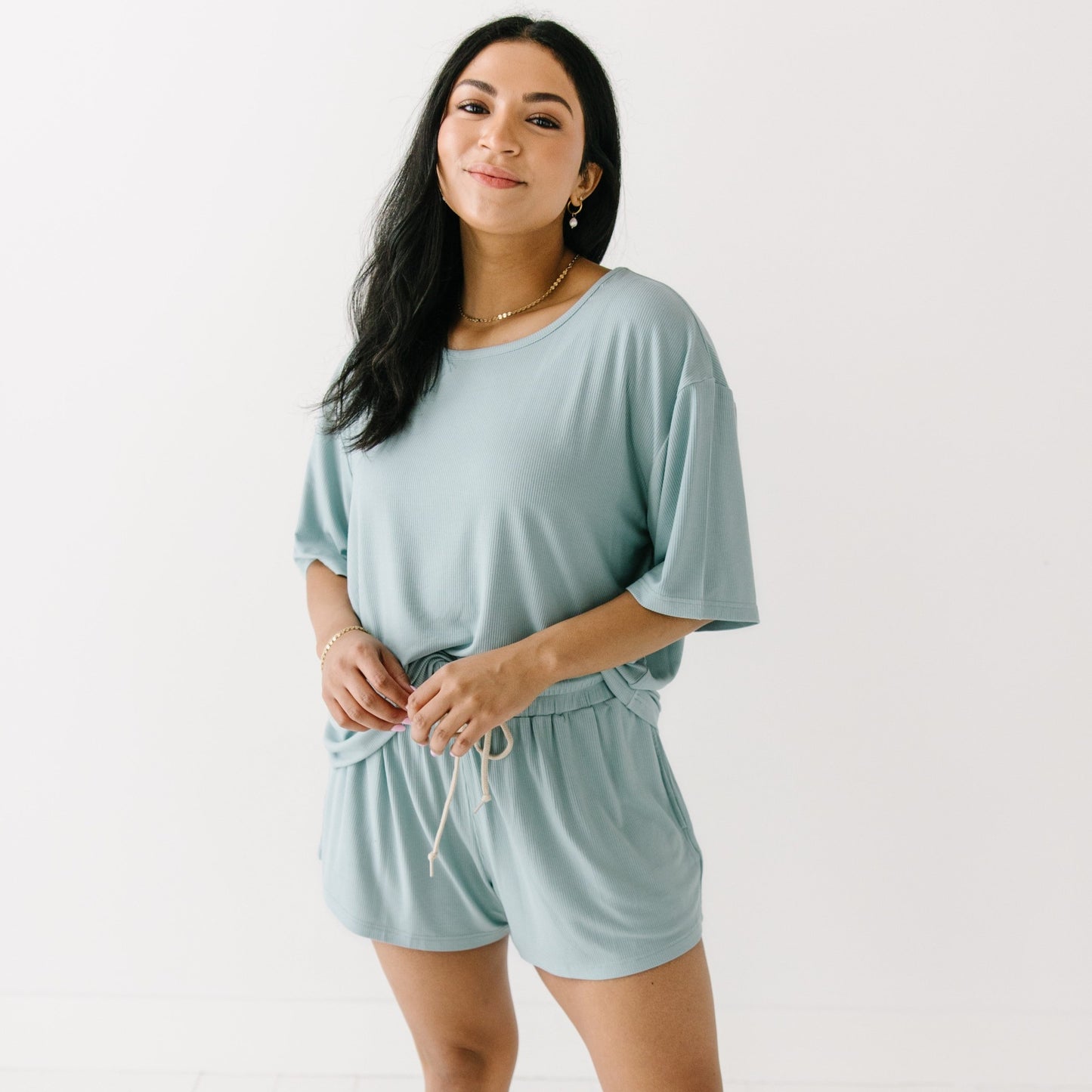 Ocean Blue Small Ribbed Women's Top