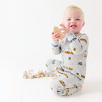 Trains Small Ribbed Zip Romper