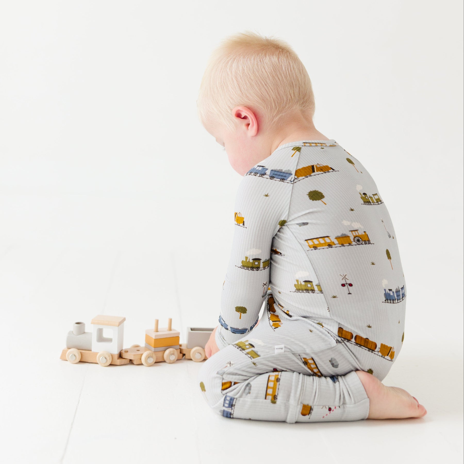 Trains Small Ribbed Zip Romper