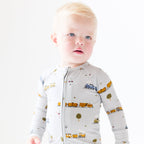 Trains Small Ribbed Zip Romper