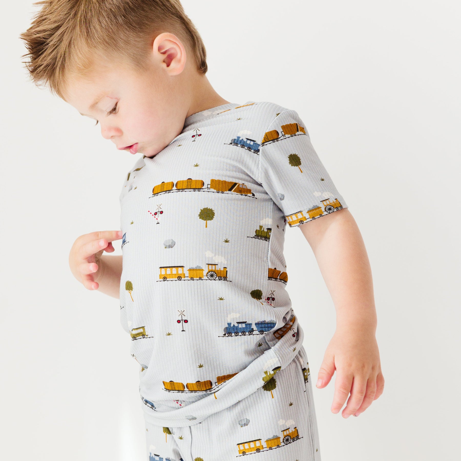 Trains Small Ribbed Shorts Two-Piece Set