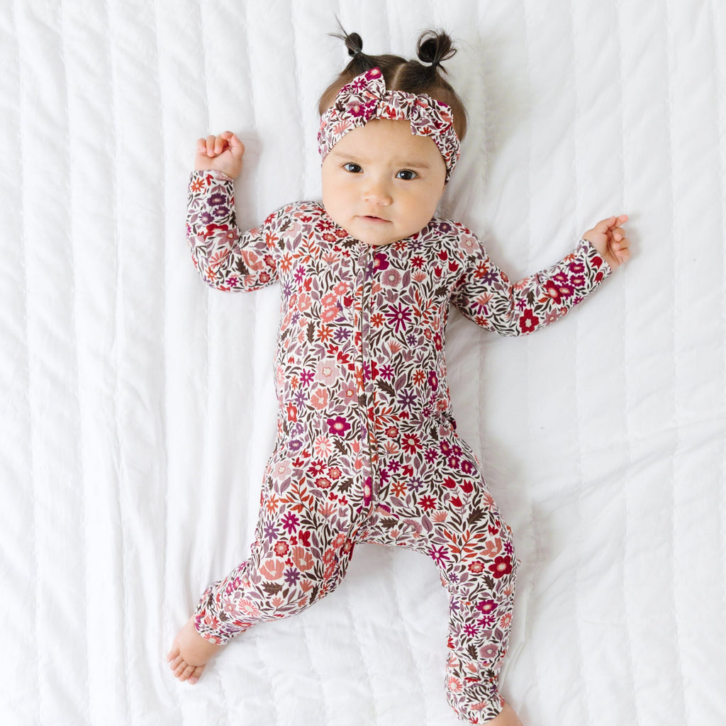 Fall Blooms Small Ribbed Zip Romper