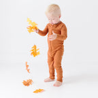 Burnt Orange Small Ribbed Zip Romper