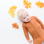 Burnt Orange Small Ribbed Zip Romper