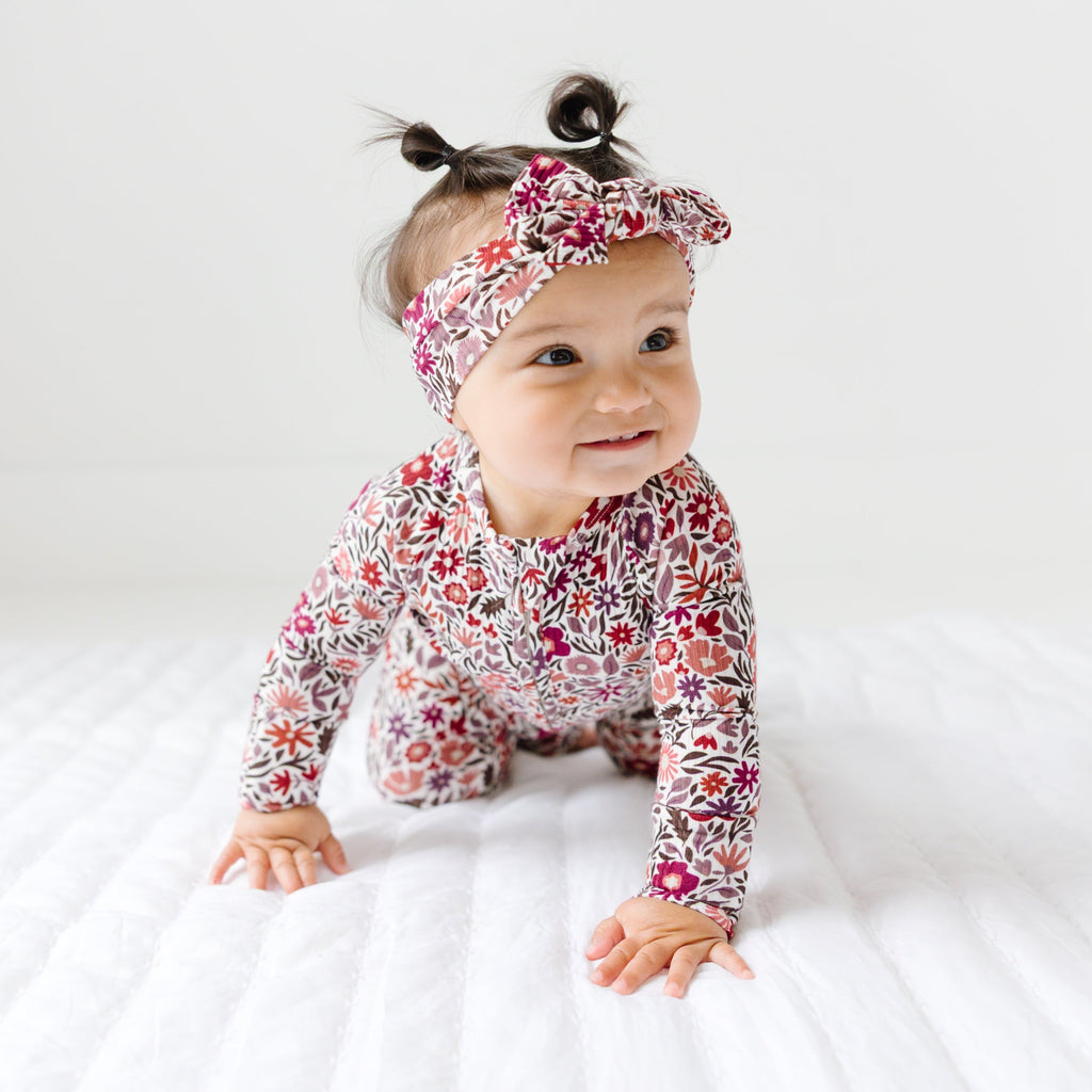 Fall Blooms Small Ribbed Zip Romper