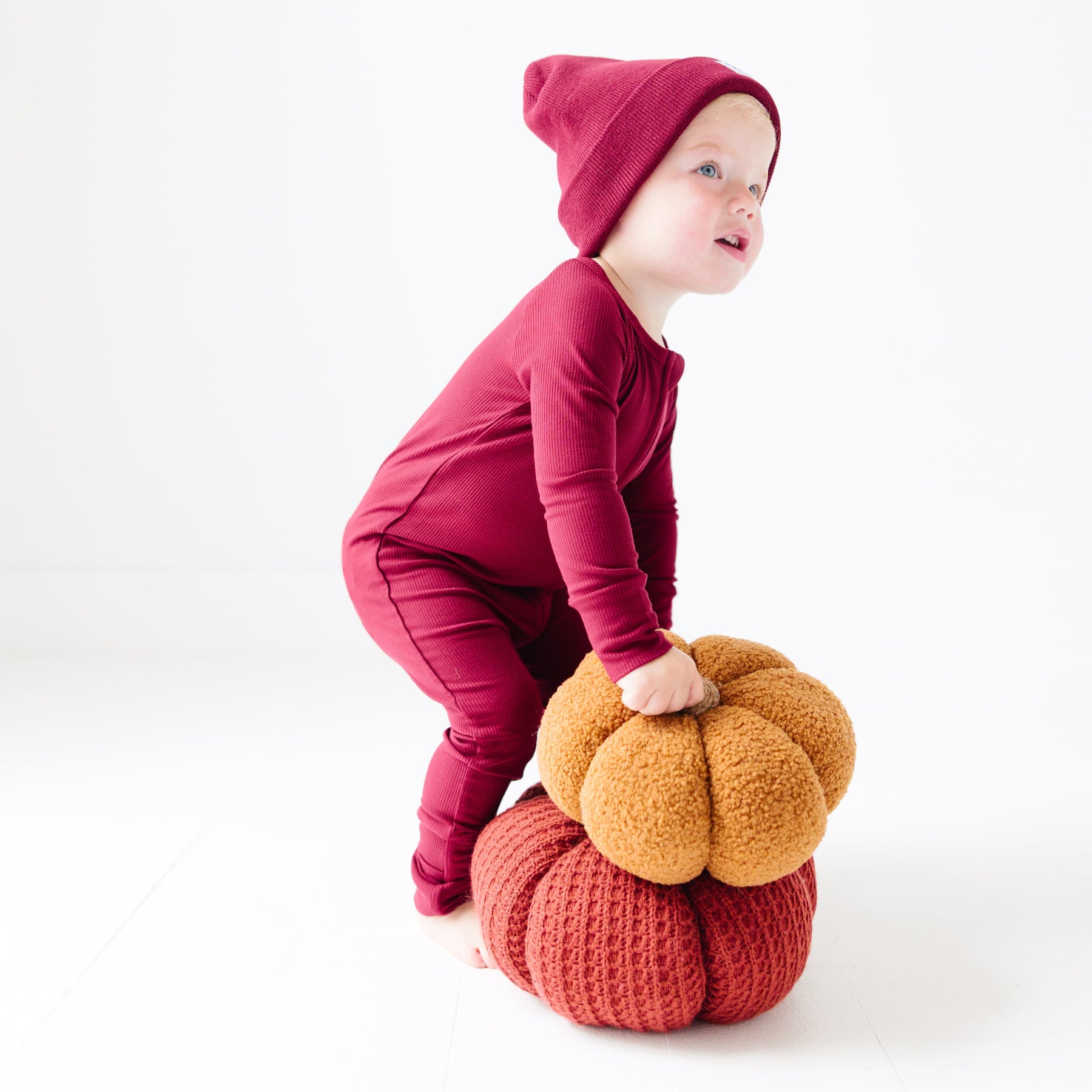 Maroon Small Ribbed Zip Romper