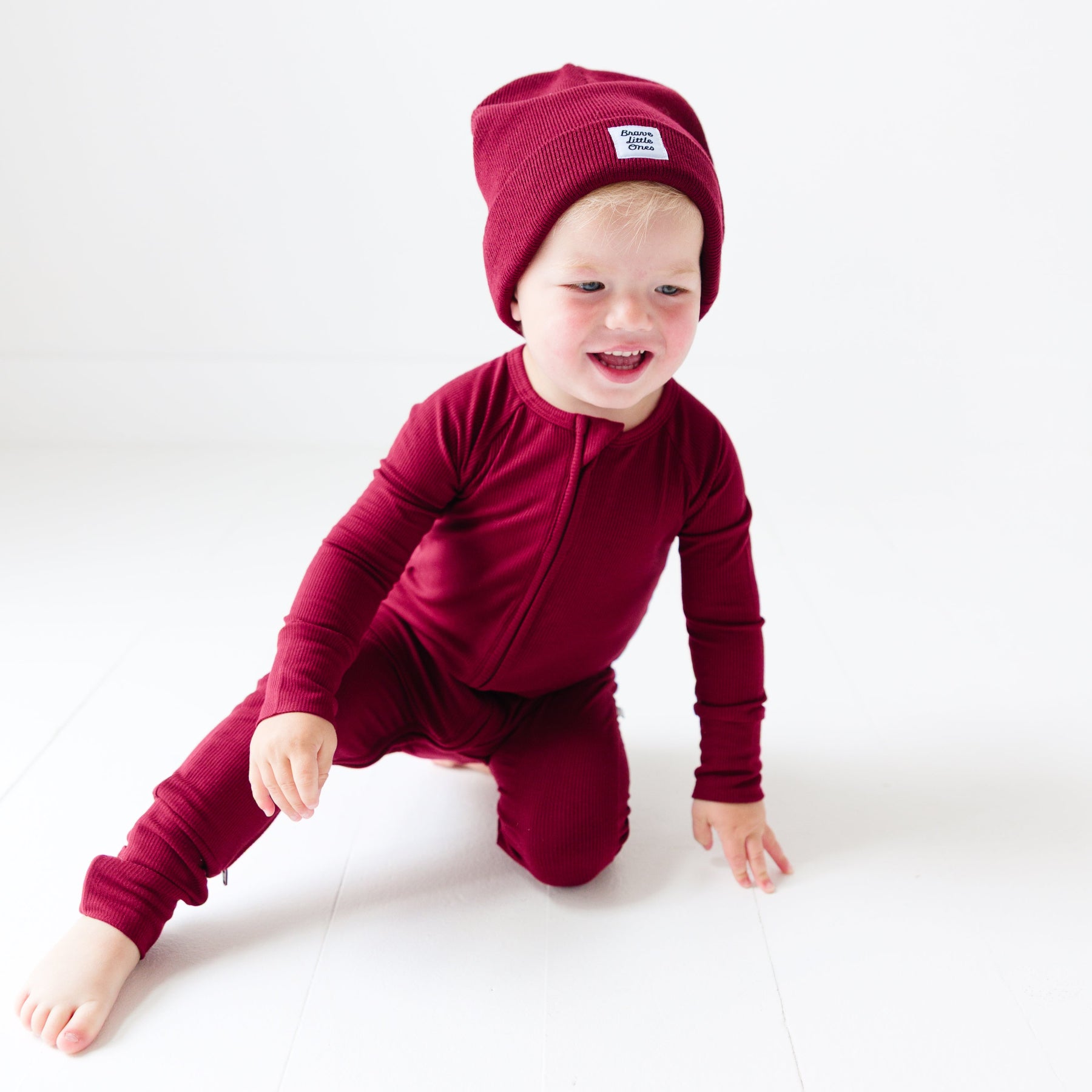 Maroon Small Ribbed Zip Romper