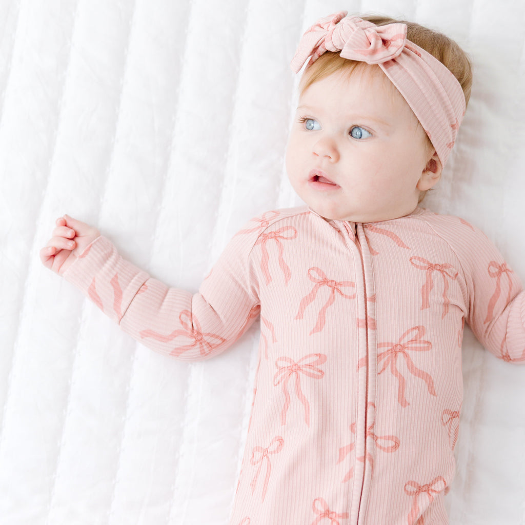 Coquette Bows Small Ribbed Zip Romper