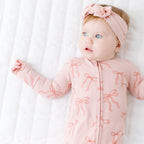 Coquette Bows Small Ribbed Zip Romper