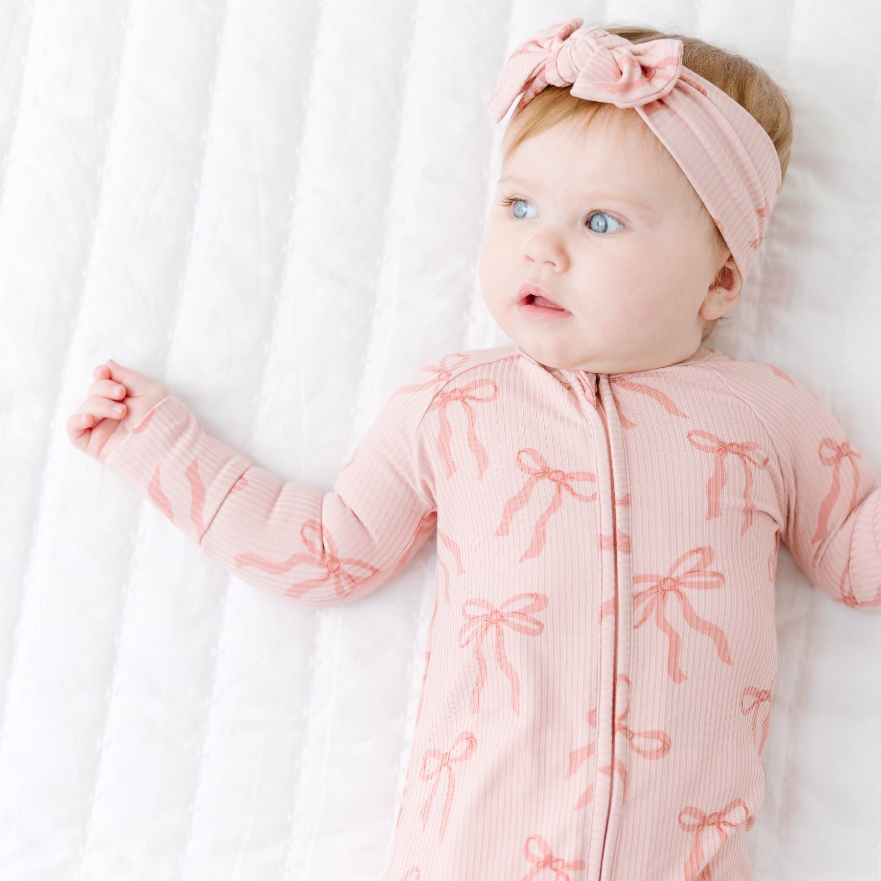 Coquette Bows Small Ribbed Zip Romper