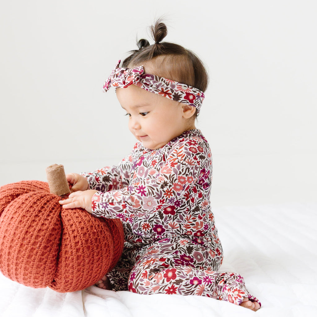 Fall Blooms Small Ribbed Zip Romper