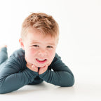 Dark Steel Blue Small Ribbed Two-Piece Set