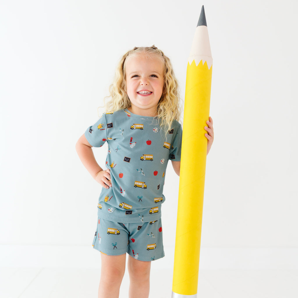 Back To School Small Ribbed Shorts Two-Piece Set