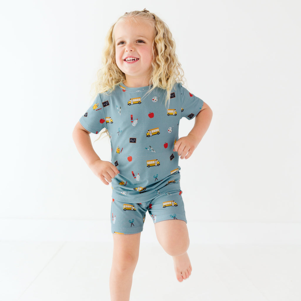 Back To School Small Ribbed Shorts Two-Piece Set