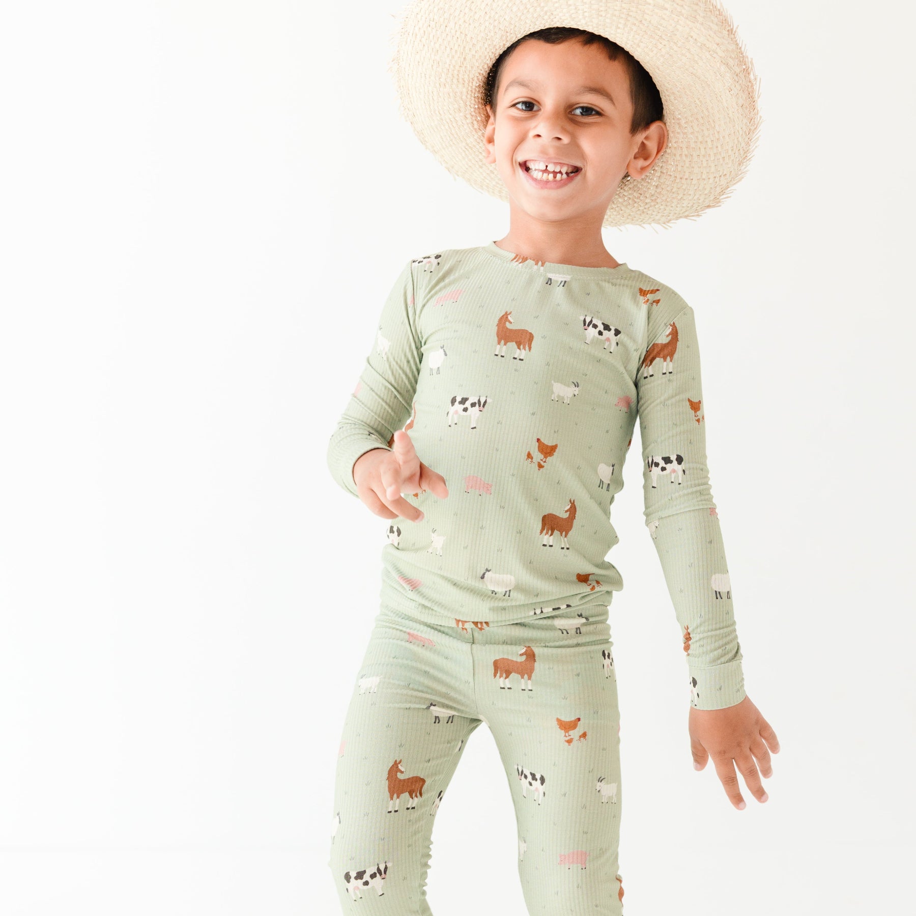 Farm Animals Small Ribbed Two-Piece Set