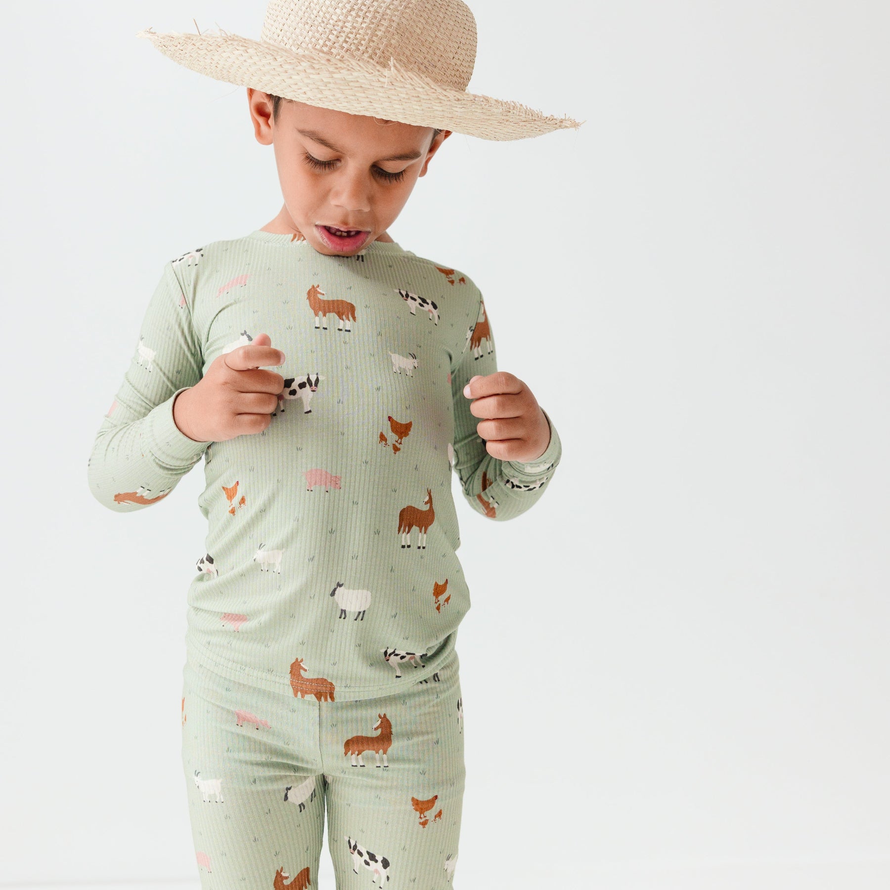 Farm Animals Small Ribbed Two-Piece Set
