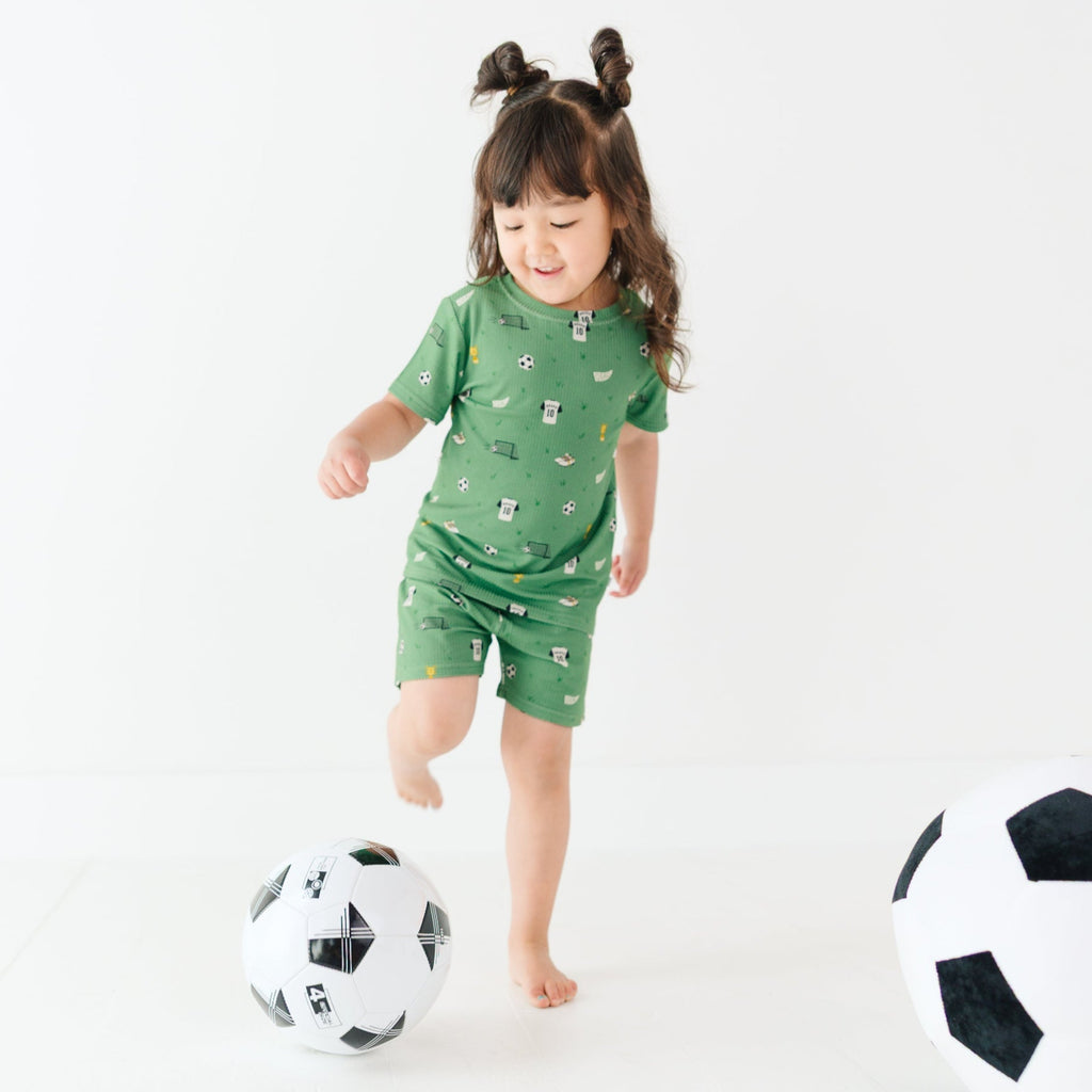 Soccer Small Ribbed Shorts Two-Piece Set