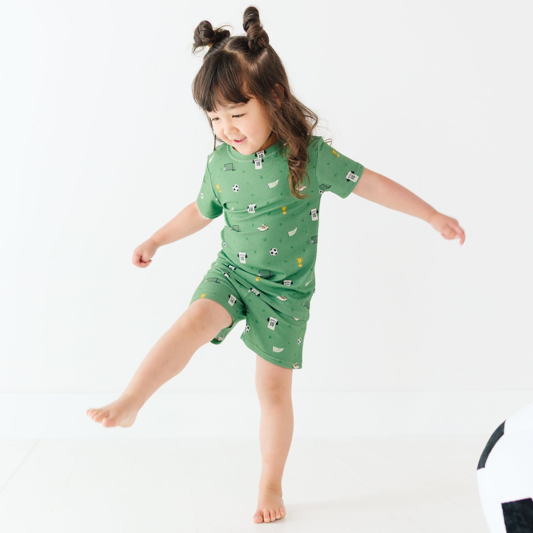 Soccer Small Ribbed Shorts Two-Piece Set