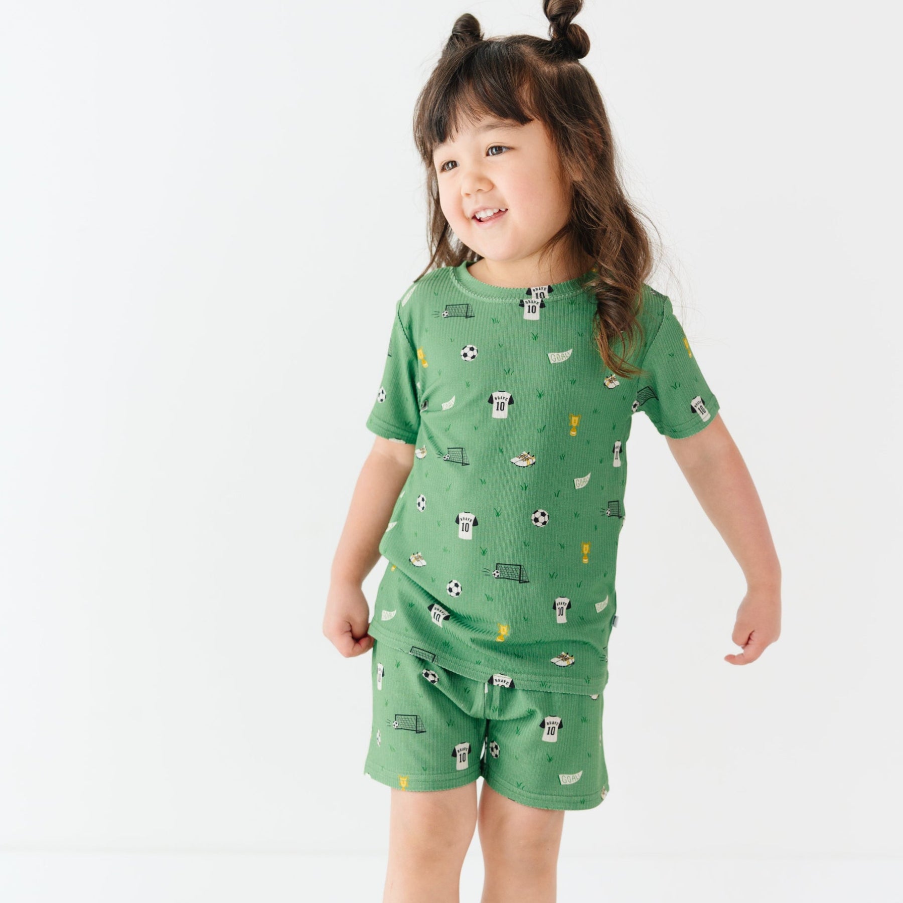 Soccer Small Ribbed Shorts Two-Piece Set
