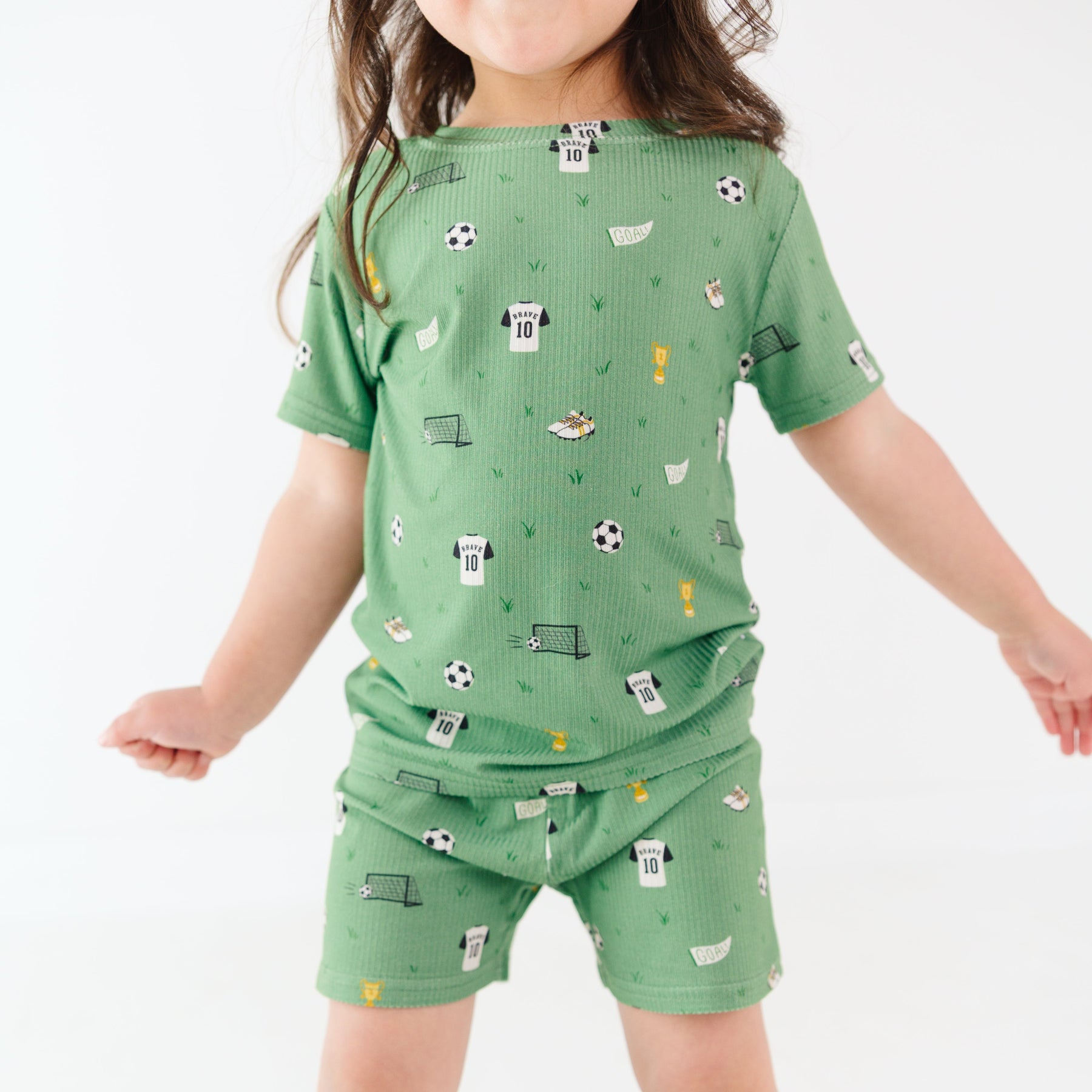 Soccer Small Ribbed Shorts Two-Piece Set