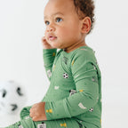 Soccer Small Ribbed Zip Romper