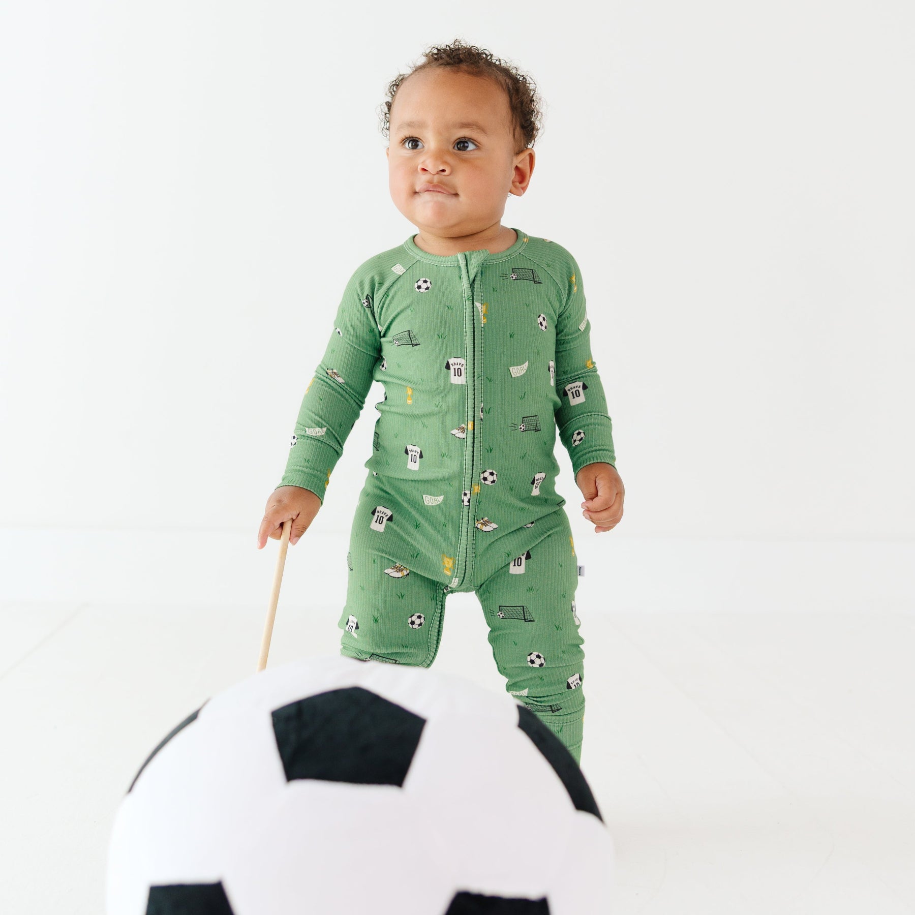Soccer Small Ribbed Zip Romper