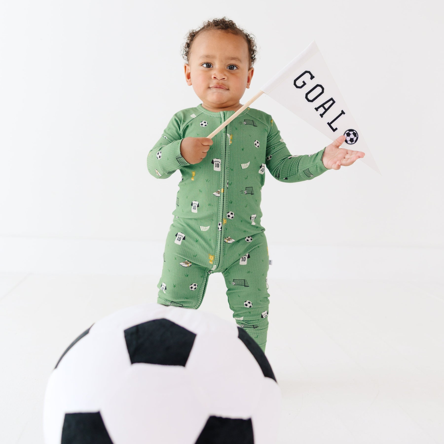Soccer Small Ribbed Zip Romper